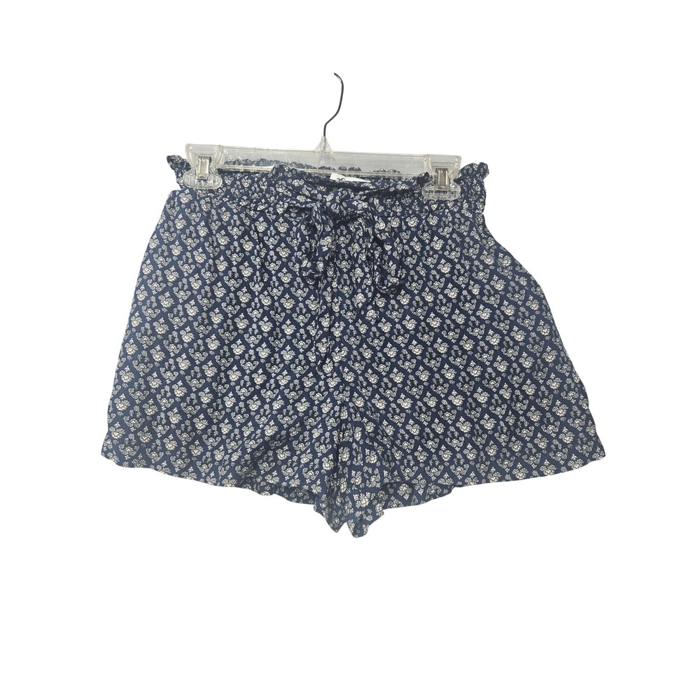 Hollister Womens Ultra High Rise Paperbag Shorts Navy Blue Floral Medallion S
